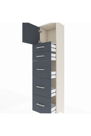 Arges Dolap Tek Raflı 5 Çekmeceli Tek Kapaklı 44x30x182 Aytaşı-Antrasit