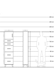 Arges Dolap Tek Raflı 5 Çekmeceli Tek Kapaklı 44x30x182 Aytaşı-Antrasit
