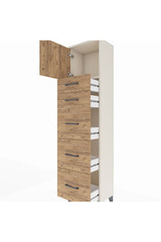 Arges Dolap Tek Raflı 5 Çekmeceli Tek Kapaklı 44x30x182 Aytaşı-Çam