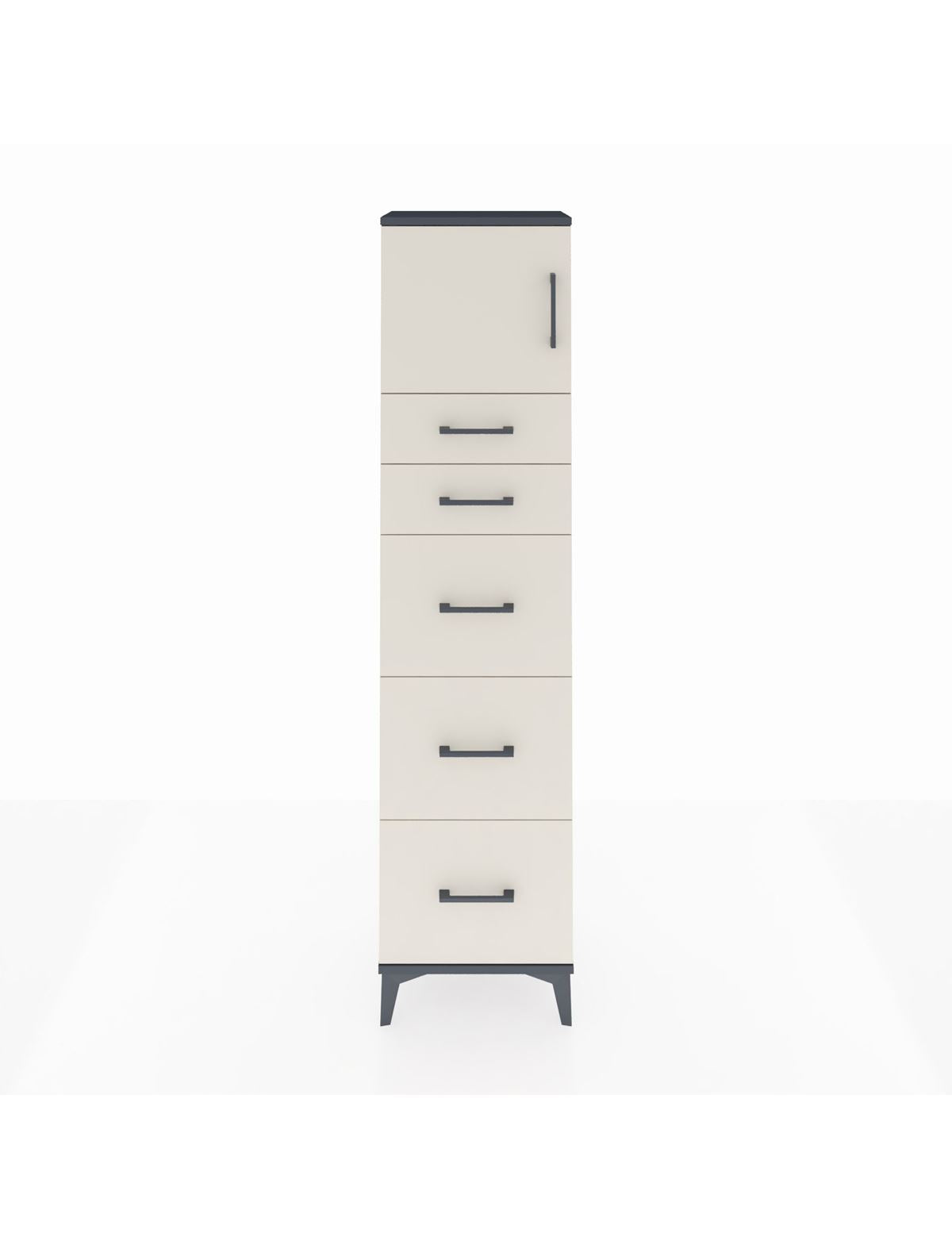 Arges Dolap Tek Raflı 5 Çekmeceli Tek Kapaklı 44x30x182 Antrasit-Aytaşı