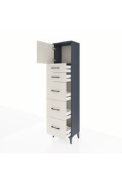 Arges Dolap Tek Raflı 5 Çekmeceli Tek Kapaklı 44x30x182 Antrasit-Aytaşı