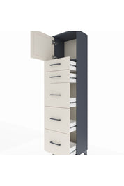 Arges Dolap Tek Raflı 5 Çekmeceli Tek Kapaklı 44x30x182 Antrasit-Aytaşı