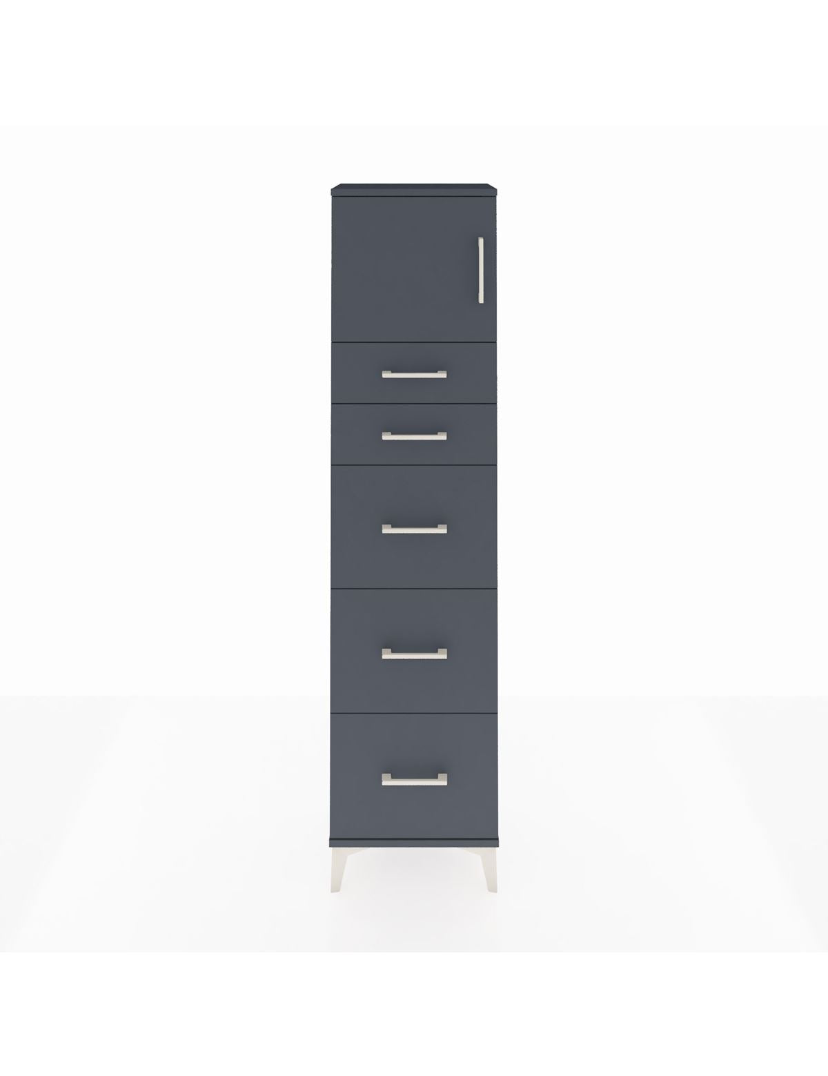 Arges Dolap Tek Raflı 5 Çekmeceli Tek Kapaklı 44x30x182 Antrasit-Antrasit