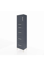 Arges Dolap Tek Raflı 5 Çekmeceli Tek Kapaklı 44x30x182 Antrasit-Antrasit