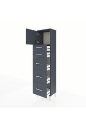 Arges Dolap Tek Raflı 5 Çekmeceli Tek Kapaklı 44x30x182 Antrasit-Antrasit
