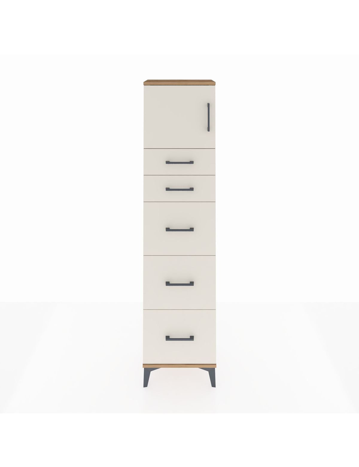 Arges Dolap Tek Raflı 5 Çekmeceli Tek Kapaklı 44x30x182 Çam-Aytaşı