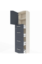 Arges Dolap 2 Raflı 4 Çekmeceli Tek Kapaklı 44x30x182 Aytaşı-Antrasit