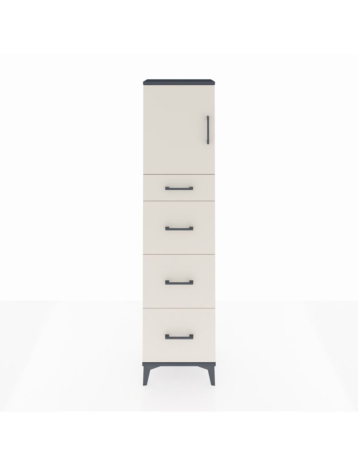 Arges Dolap 2 Raflı 4 Çekmeceli Tek Kapaklı 44x30x182 Antrasit-Aytaşı