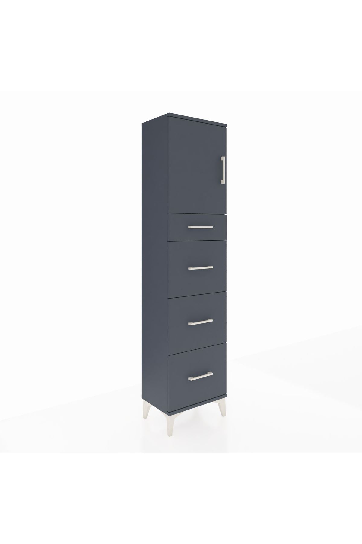 Arges Dolap 2 Raflı 4 Çekmeceli Tek Kapaklı 44x30x182 Antrasit-Antrasit