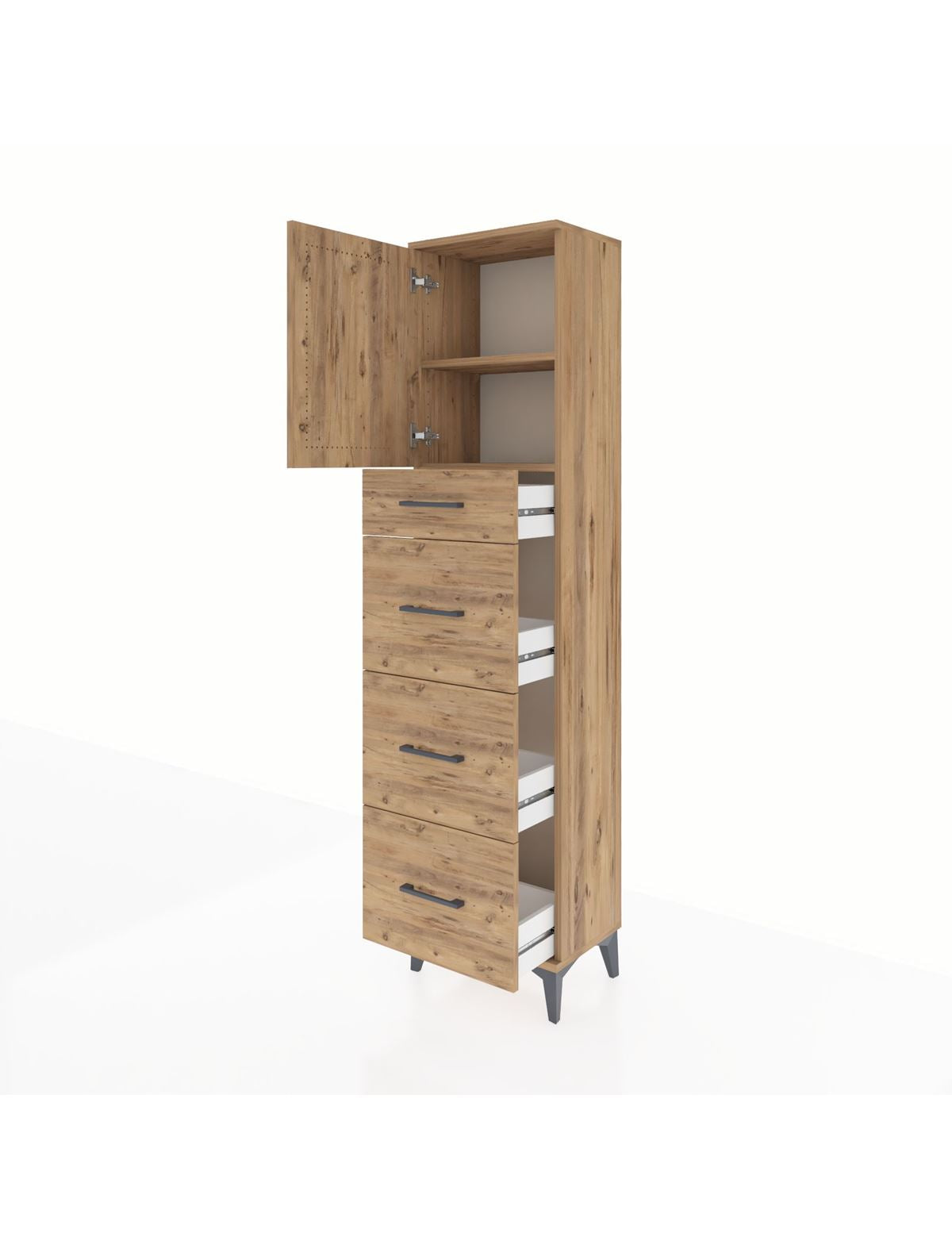Arges Dolap 2 Raflı 4 Çekmeceli Tek Kapaklı 44x30x182 - S22M023V9A