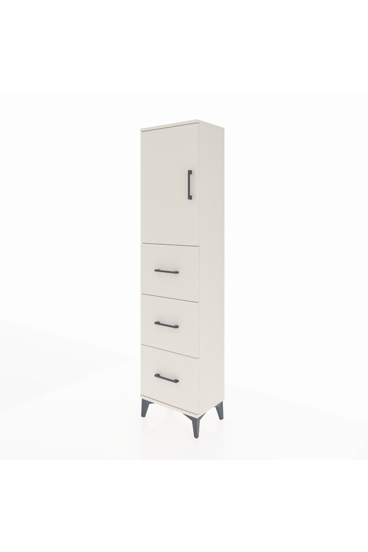 Arges Dolap Tek Raflı 3 Çekmeceli Tek Kapaklı 44x30x182 Aytaşı-Aytaşı