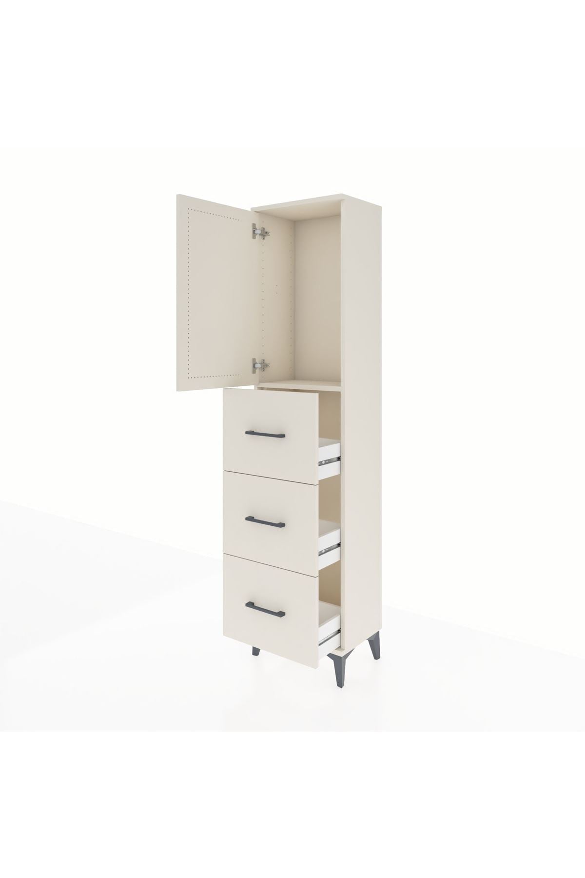 Arges Dolap Tek Raflı 3 Çekmeceli Tek Kapaklı 44x30x182 Aytaşı-Aytaşı