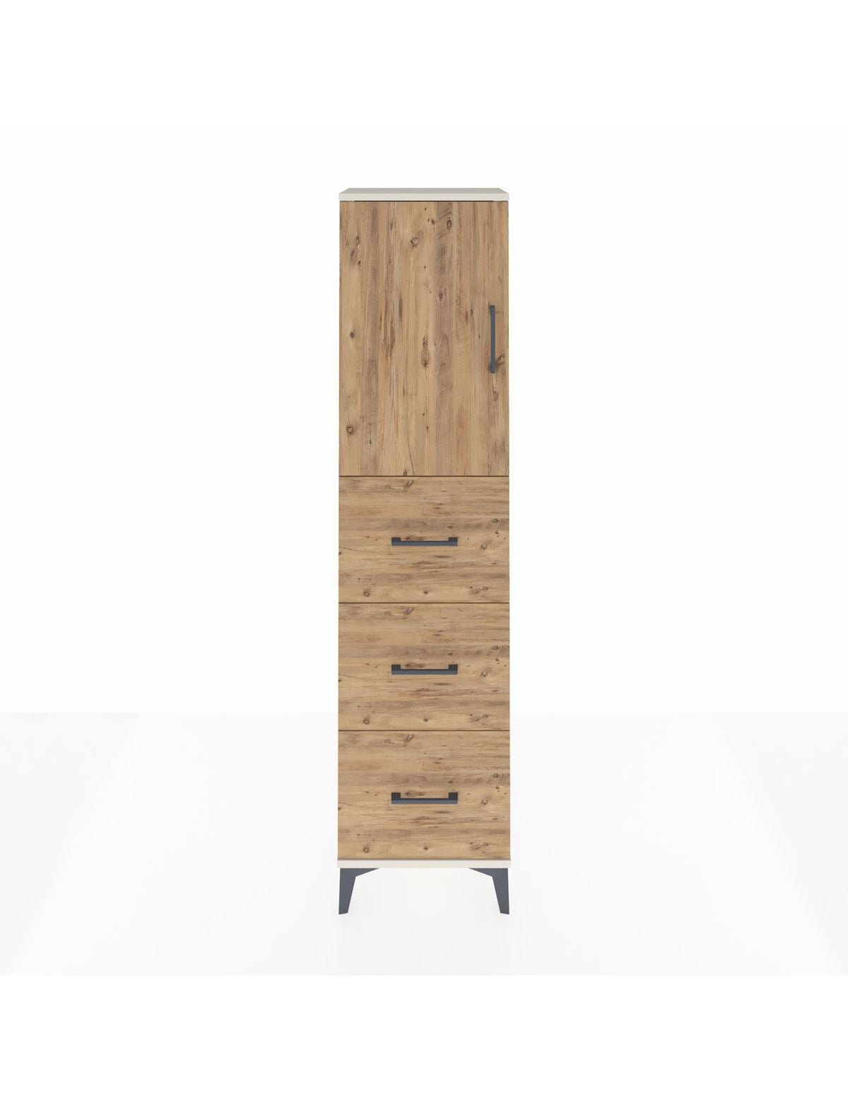 Arges Dolap Tek Raflı 3 Çekmeceli Tek Kapaklı 44x30x182 Aytaşı-Çam