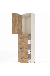 Arges Dolap Tek Raflı 3 Çekmeceli Tek Kapaklı 44x30x182 Aytaşı-Çam