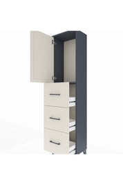 Arges Dolap Tek Raflı 3 Çekmeceli Tek Kapaklı 44x30x182 Antrasit-Aytaşı