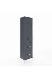 Arges Dolap Tek Raflı 3 Çekmeceli Tek Kapaklı 44x30x182 Antrasit-Antrasit