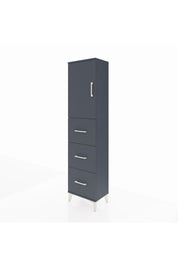 Arges Dolap Tek Raflı 3 Çekmeceli Tek Kapaklı 44x30x182 Antrasit-Antrasit