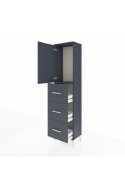 Arges Dolap Tek Raflı 3 Çekmeceli Tek Kapaklı 44x30x182 Antrasit-Antrasit