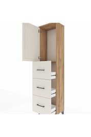 Arges Dolap Tek Raflı 3 Çekmeceli Tek Kapaklı 44x30x182 Çam-Aytaşı