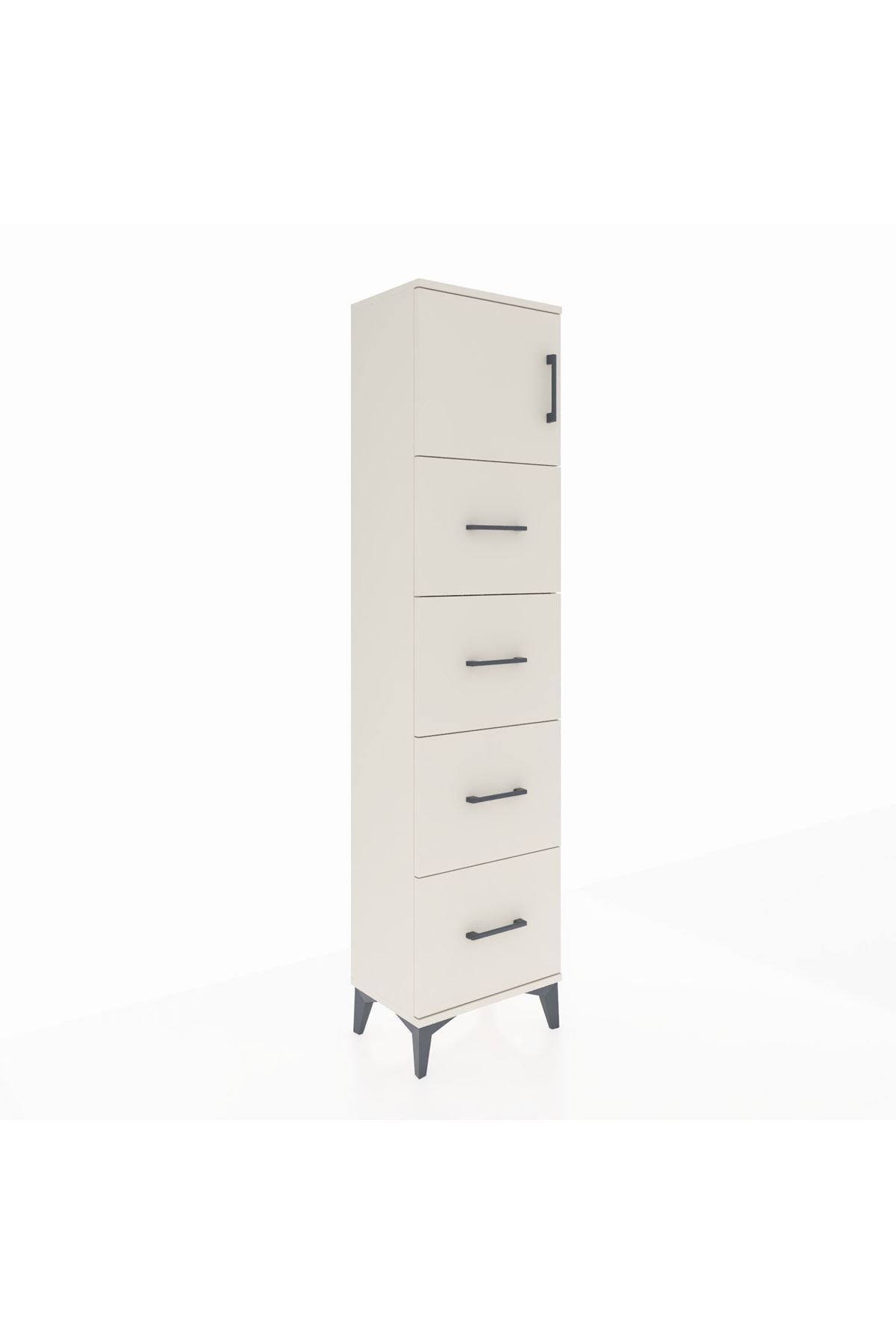 Arges Dolap Tek Raflı 4 Çekmeceli Tek Kapaklı 44x30x182 Aytaşı-Aytaşı