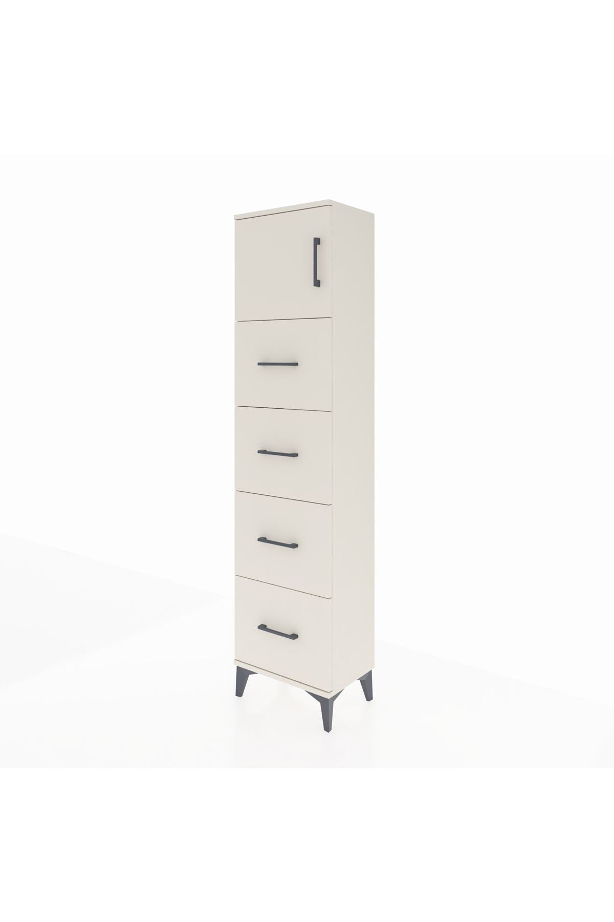 Arges Dolap Tek Raflı 4 Çekmeceli Tek Kapaklı 44x30x182 Aytaşı-Aytaşı