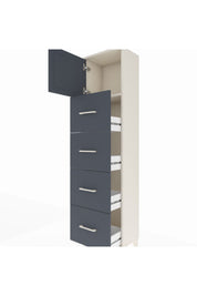 Arges Dolap Tek Raflı 4 Çekmeceli Tek Kapaklı 44x30x182 Aytaşı-Antrasit