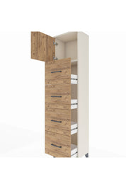 Arges Dolap Tek Raflı 4 Çekmeceli Tek Kapaklı 44x30x182 Aytaşı-Çam