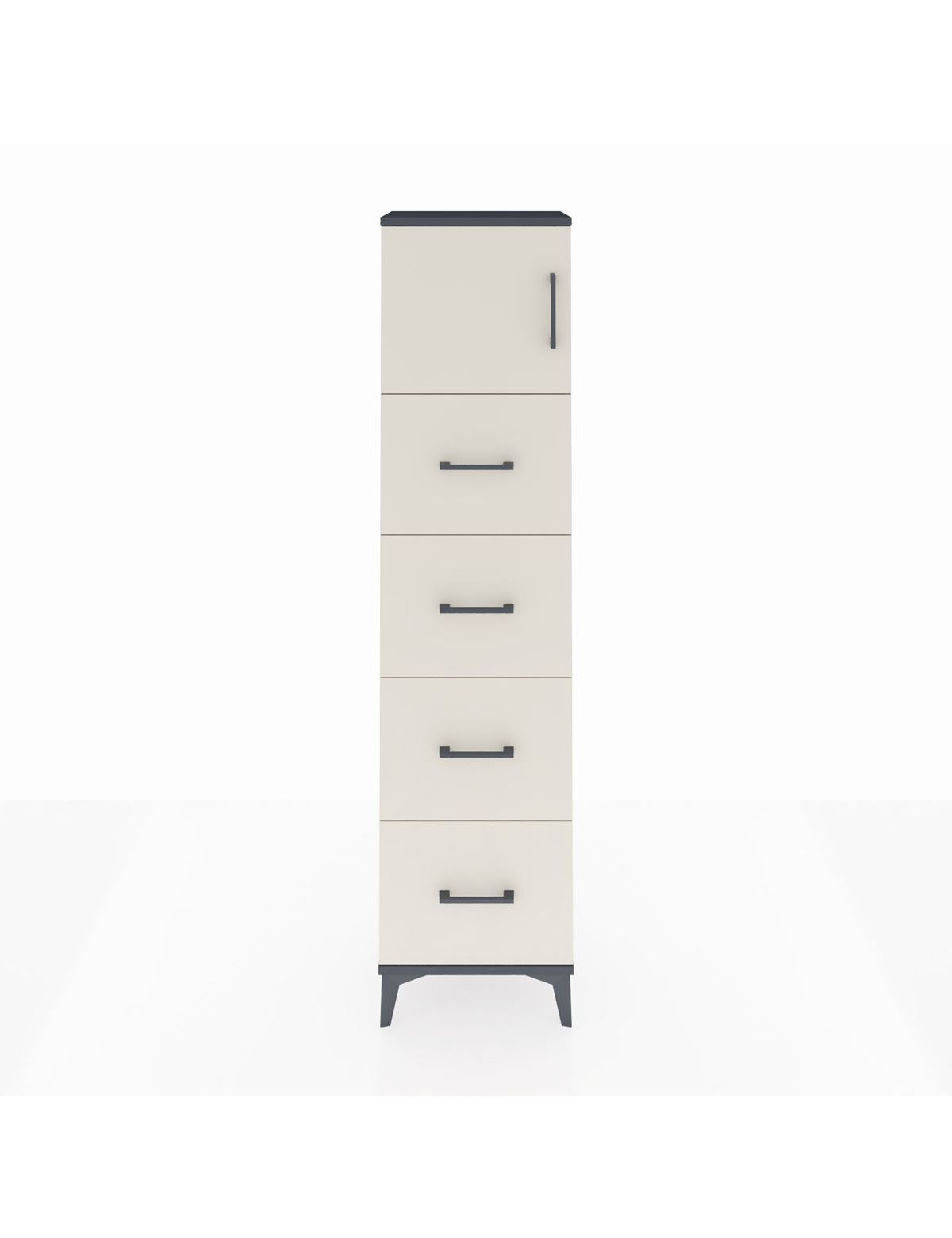 Arges Dolap Tek Raflı 4 Çekmeceli Tek Kapaklı 44x30x182 Antrasit-Aytaşı