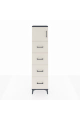 Arges Dolap Tek Raflı 4 Çekmeceli Tek Kapaklı 44x30x182