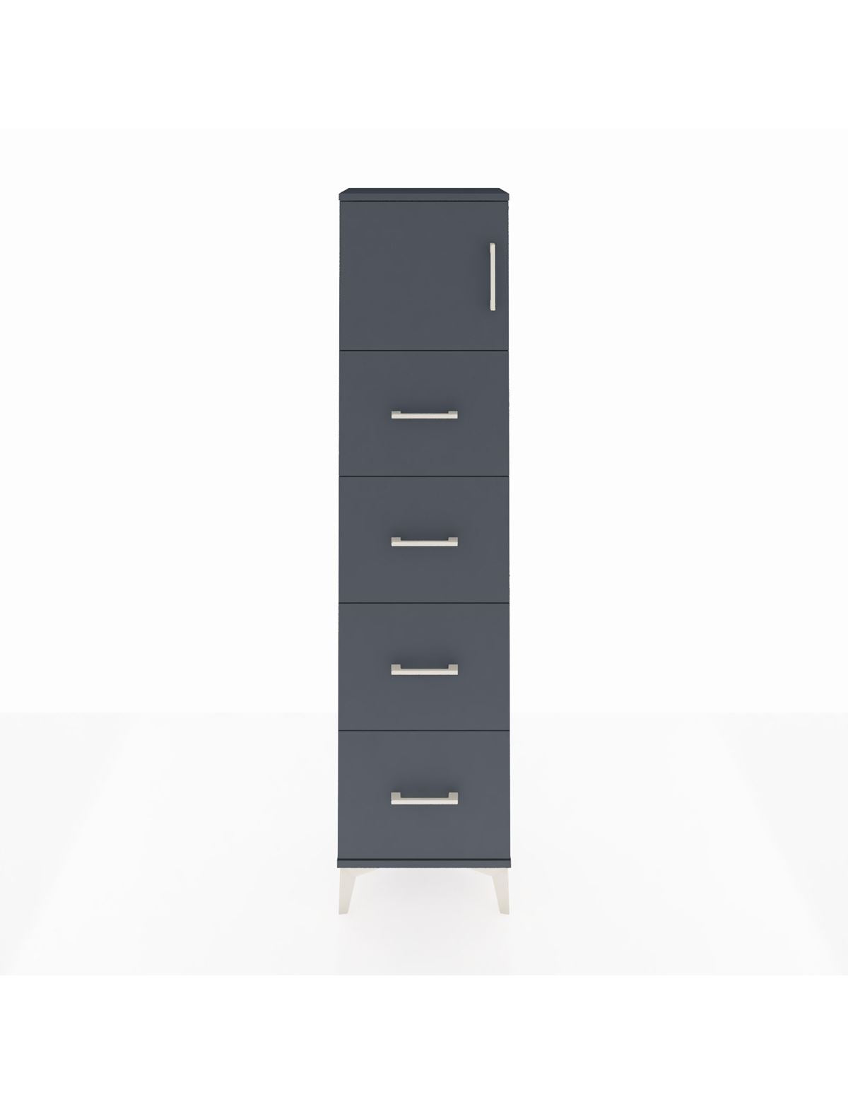 Arges Dolap Tek Raflı 4 Çekmeceli Tek Kapaklı 44x30x182 Antrasit-Antrasit