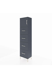 Arges Dolap Tek Raflı 4 Çekmeceli Tek Kapaklı 44x30x182 Antrasit-Antrasit
