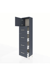 Arges Dolap Tek Raflı 4 Çekmeceli Tek Kapaklı 44x30x182 Antrasit-Antrasit