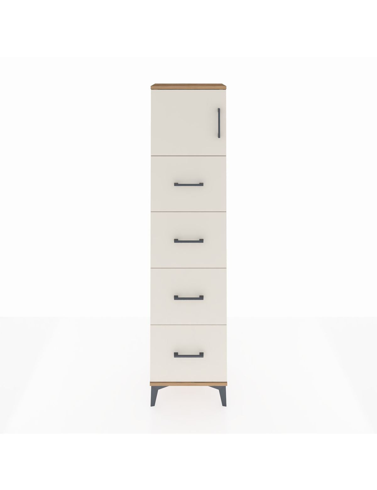 Arges Dolap Tek Raflı 4 Çekmeceli Tek Kapaklı 44x30x182 Çam-Aytaşı