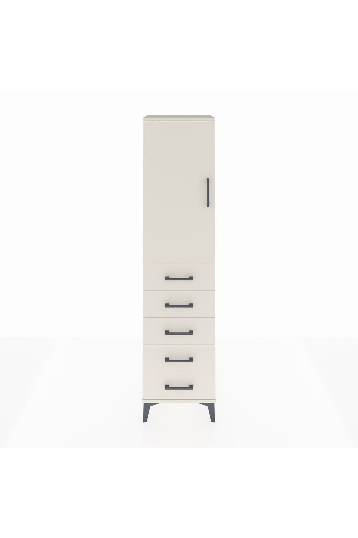Arges Dolap Tek Raflı 5 Çekmeceli Tek Askılı 44x30x182 Aytaşı-Aytaşı