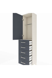 Arges Dolap Tek Raflı 5 Çekmeceli Tek Askılı 44x30x182 Aytaşı-Antrasit