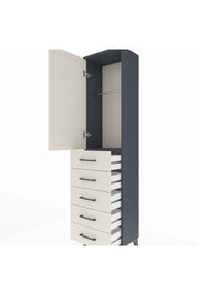 Arges Dolap Tek Raflı 5 Çekmeceli Tek Askılı 44x30x182 Antrasit-Aytaşı