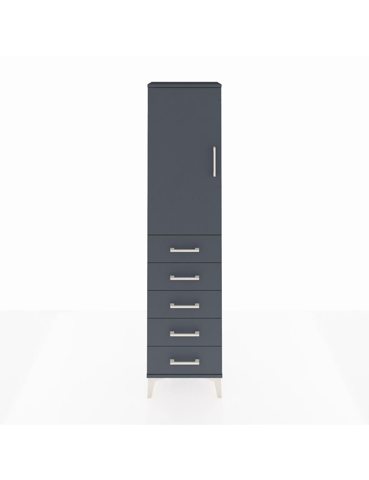 Arges Dolap Tek Raflı 5 Çekmeceli Tek Askılı 44x30x182 Antrasit-Antrasit