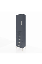 Arges Dolap Tek Raflı 5 Çekmeceli Tek Askılı 44x30x182 Antrasit-Antrasit