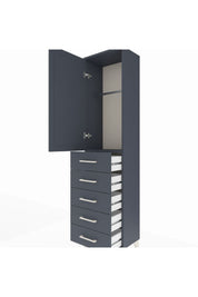 Arges Dolap Tek Raflı 5 Çekmeceli Tek Askılı 44x30x182 Antrasit-Antrasit