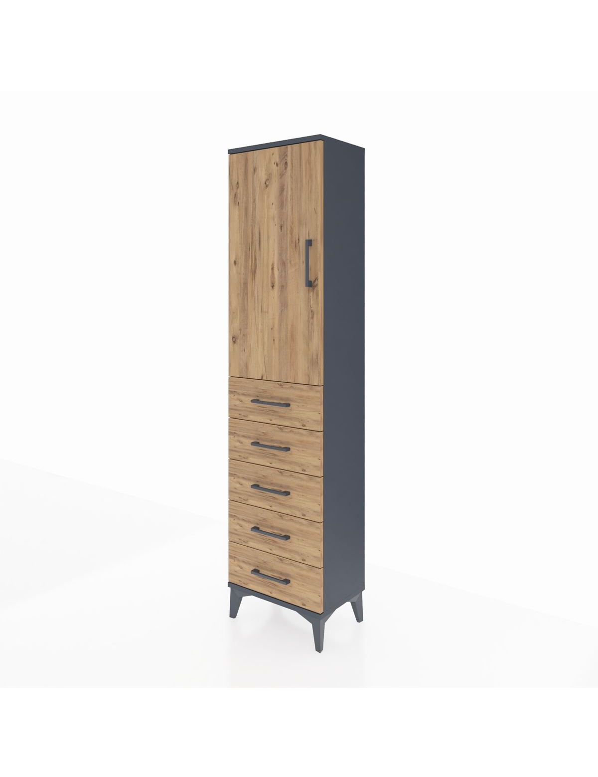 Arges Dolap Tek Raflı 5 Çekmeceli Tek Askılı 44x30x182 - S22M026V6A
