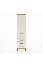 Arges Dolap Tek Raflı 5 Çekmeceli Tek Askılı 44x30x182 Çam-Aytaşı