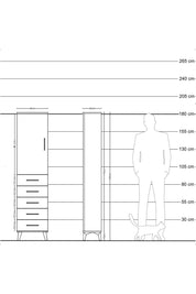Arges Dolap Tek Raflı 5 Çekmeceli Tek Askılı 44x30x182 Çam-Aytaşı
