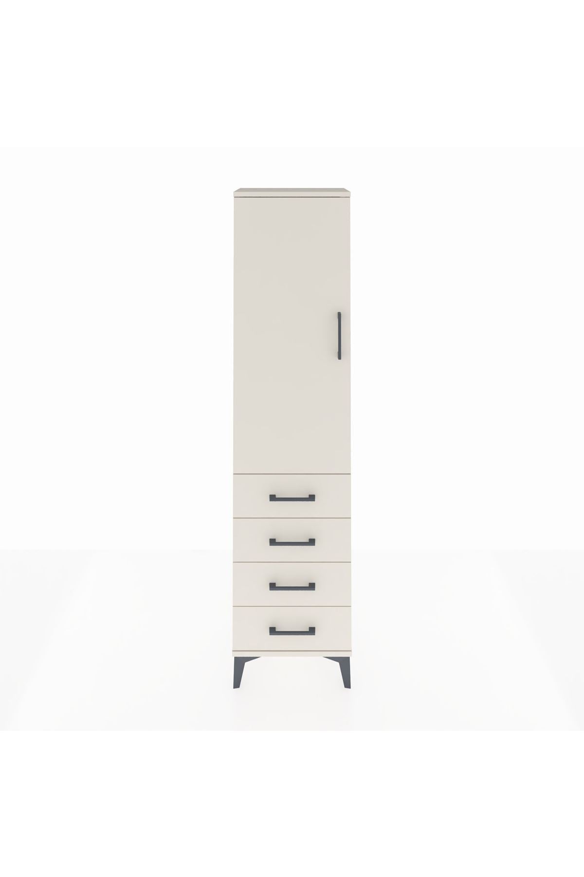 Arges Dolap Tek Raflı 4 Çekmeceli Tek Askılı 44x30x182 Aytaşı-Aytaşı