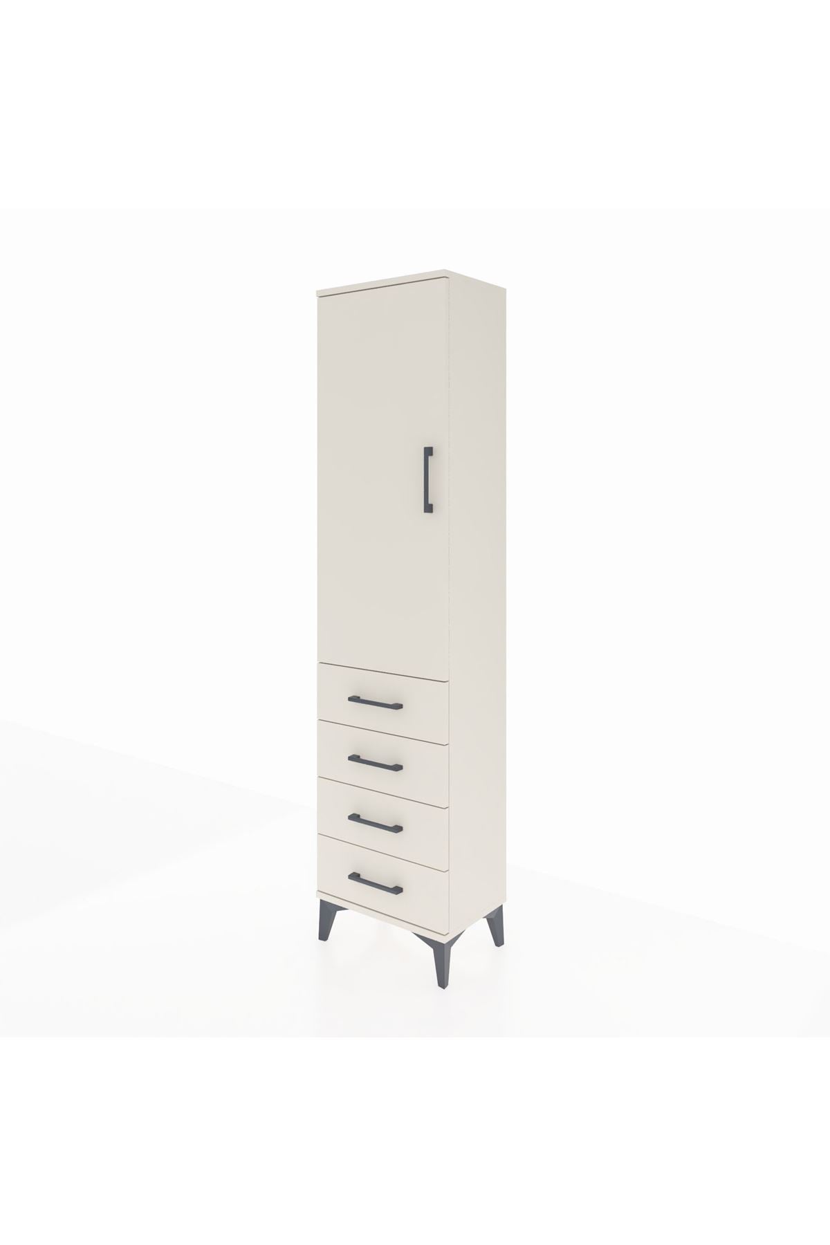 Arges Dolap Tek Raflı 4 Çekmeceli Tek Askılı 44x30x182 Aytaşı-Aytaşı