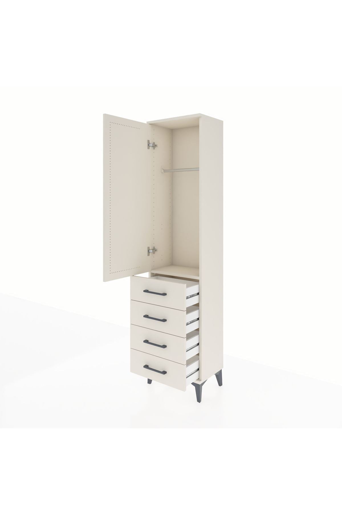 Arges Dolap Tek Raflı 4 Çekmeceli Tek Askılı 44x30x182 Aytaşı-Aytaşı
