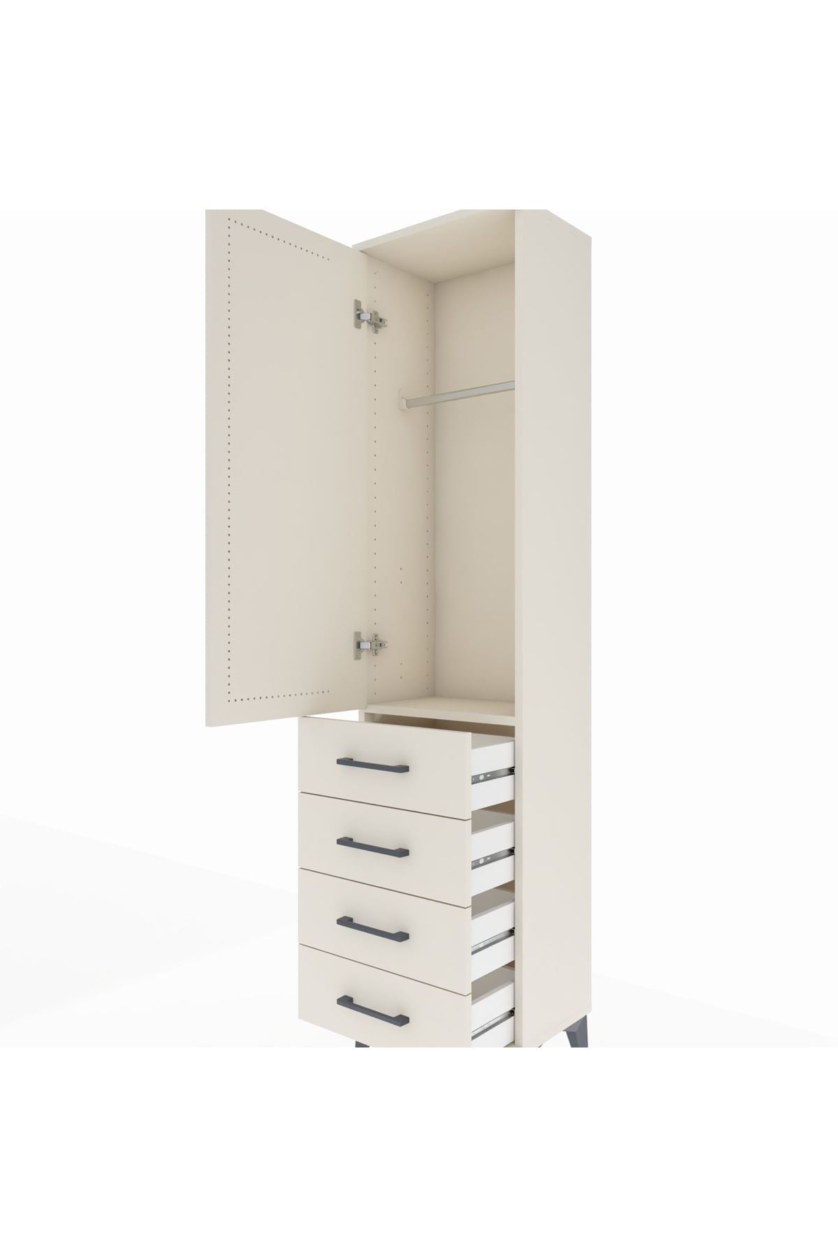 Arges Dolap Tek Raflı 4 Çekmeceli Tek Askılı 44x30x182 Aytaşı-Aytaşı