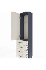 Arges Dolap Tek Raflı 4 Çekmeceli Tek Askılı 44x30x182 Antrasit-Aytaşı