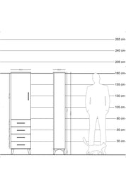Arges Dolap Tek Raflı 4 Çekmeceli Tek Askılı 44x30x182 Antrasit-Aytaşı