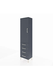 Arges Dolap Tek Raflı 4 Çekmeceli Tek Askılı 44x30x182 Antrasit-Antrasit