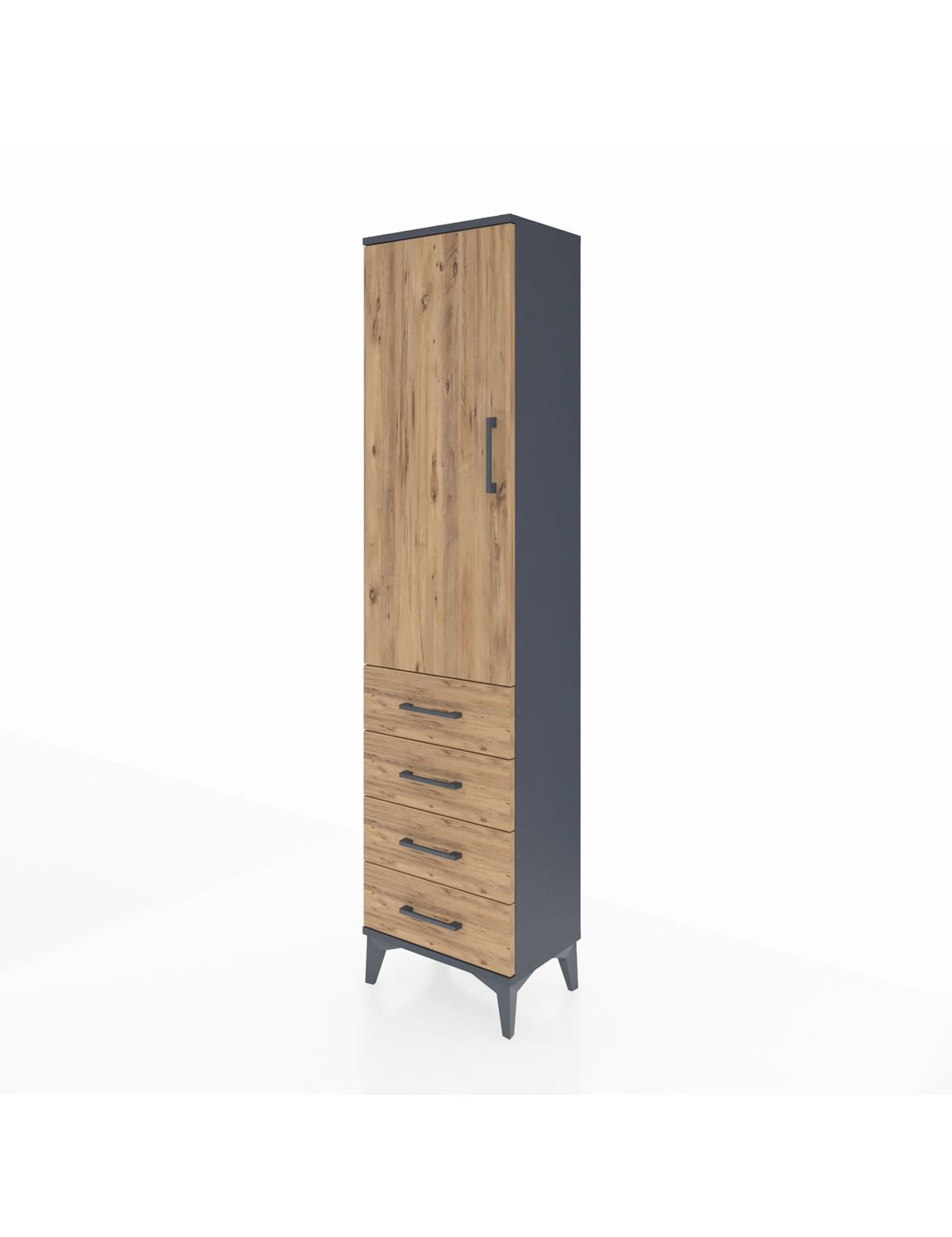 Arges Dolap Tek Raflı 4 Çekmeceli Tek Askılı 44x30x182 - S22M027V6A